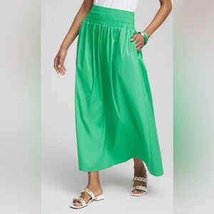 ☘️☘️☘️ St Pat's Sale!!   Chico's Poplin Smocked Waist Skirt Size US 20 NWOT